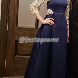 Magnificent Unique Navy Blue with Stunning Detail Designer Gown for Sale