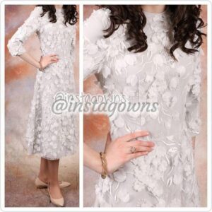 Beautiful Elia Light Grey with flower petal appliques Dress for Sale