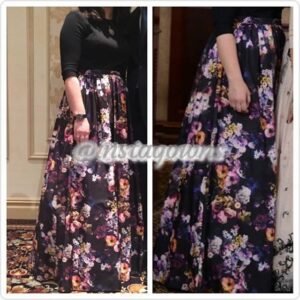 Half Custom Black & Floral Gown for Sale