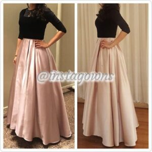 Gorgeous Exquisite Black Velvet Top & Light Pink Bottom Gown for Rent