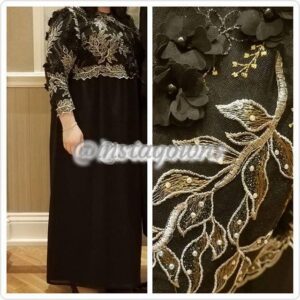 Custom by Mom2B Beautiful Black & Gold Plus Size Maternity Gown for Rent or Sale