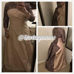 Beautiful Blush & Grey Designer Silk Satin & Brocade Gown for Sale