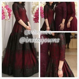 Beautiful Burgundy & Black Exquisite Gown for Sale