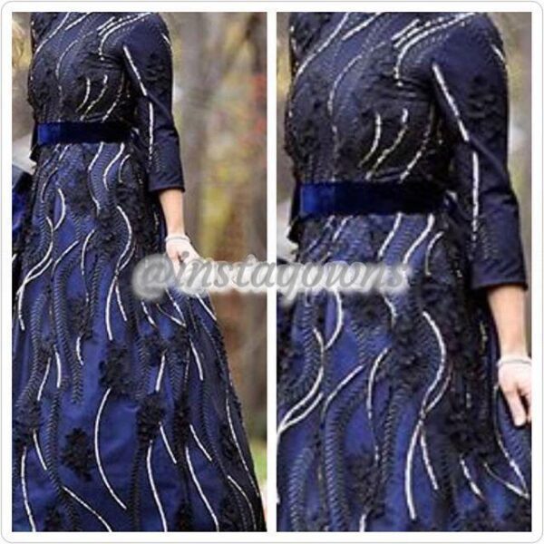 Stunning C&M Blue Black & Gold Gown for Sale