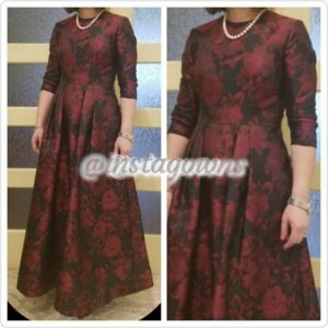 Beautiful Black/Wine Brocade Gown for Rent or Sale