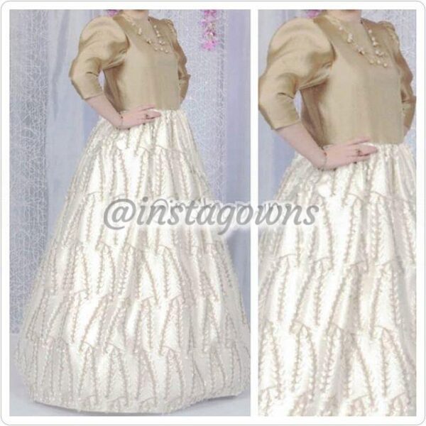 Gorgeous Custom made Gold/Off White Gown for Sale