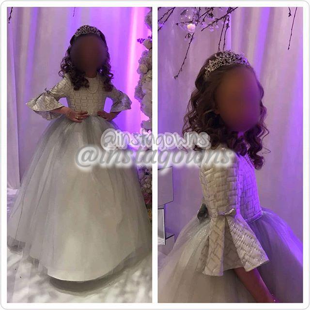 Custom made Silver & White Girls Gown for Sale