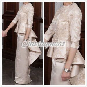Custom-made with Hand Beading Champagne/Blush Gown for Sale