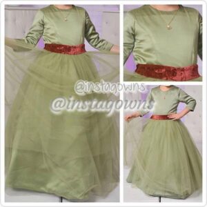 Custom made Satin top, full skirt Tulle bottom Green Girls Gowns for Sale