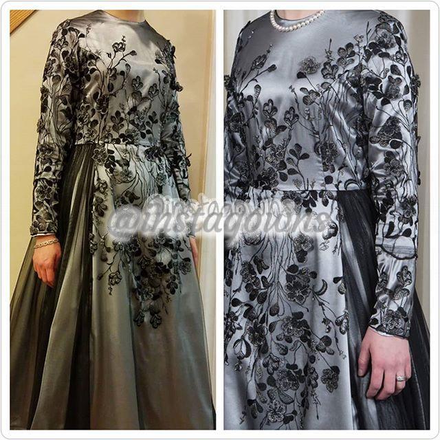 Exquisite Black embroidered Tulle with Light Grey Lining Sister of Bride Cocktail Dress for Rent or Sale
