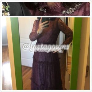 Erdem Classic Elegant Burgundy Lace accented with Rhinestones by the Neck Gown for Rent