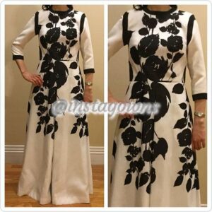 Beautiful Custom made White & Black Gown For Sale