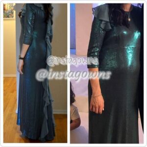 Pretty Sequin Teal with Detail on the Back & Shoulder Maternity Gown for Rent or Sale