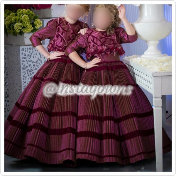 Custom Royal Dreams Raspberry Taffeta Pleated Kids Gowns for Sale