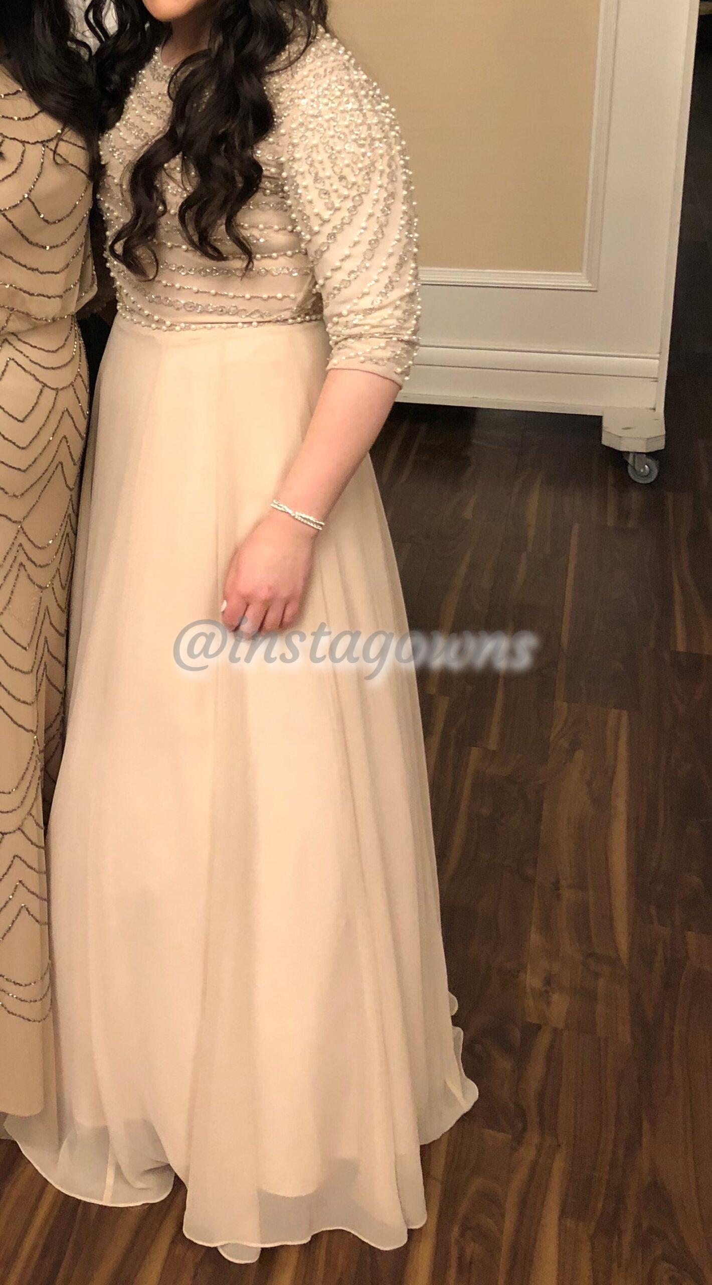 Gorgeous Blush/Light Pink with Pear Beaded Top Gown for Sale
