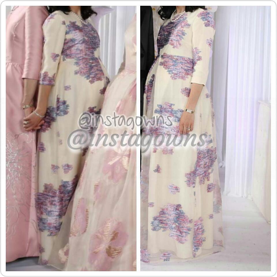 Designer Custom Made Cream with Lavender and Pink Flowers Maternity Gown for Sale