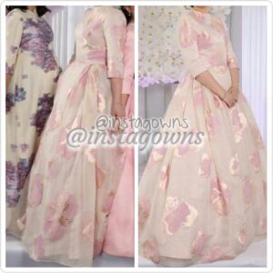 Carolina Herrara full Pink Floral Custom Design by Halberstam Gown for Sale
