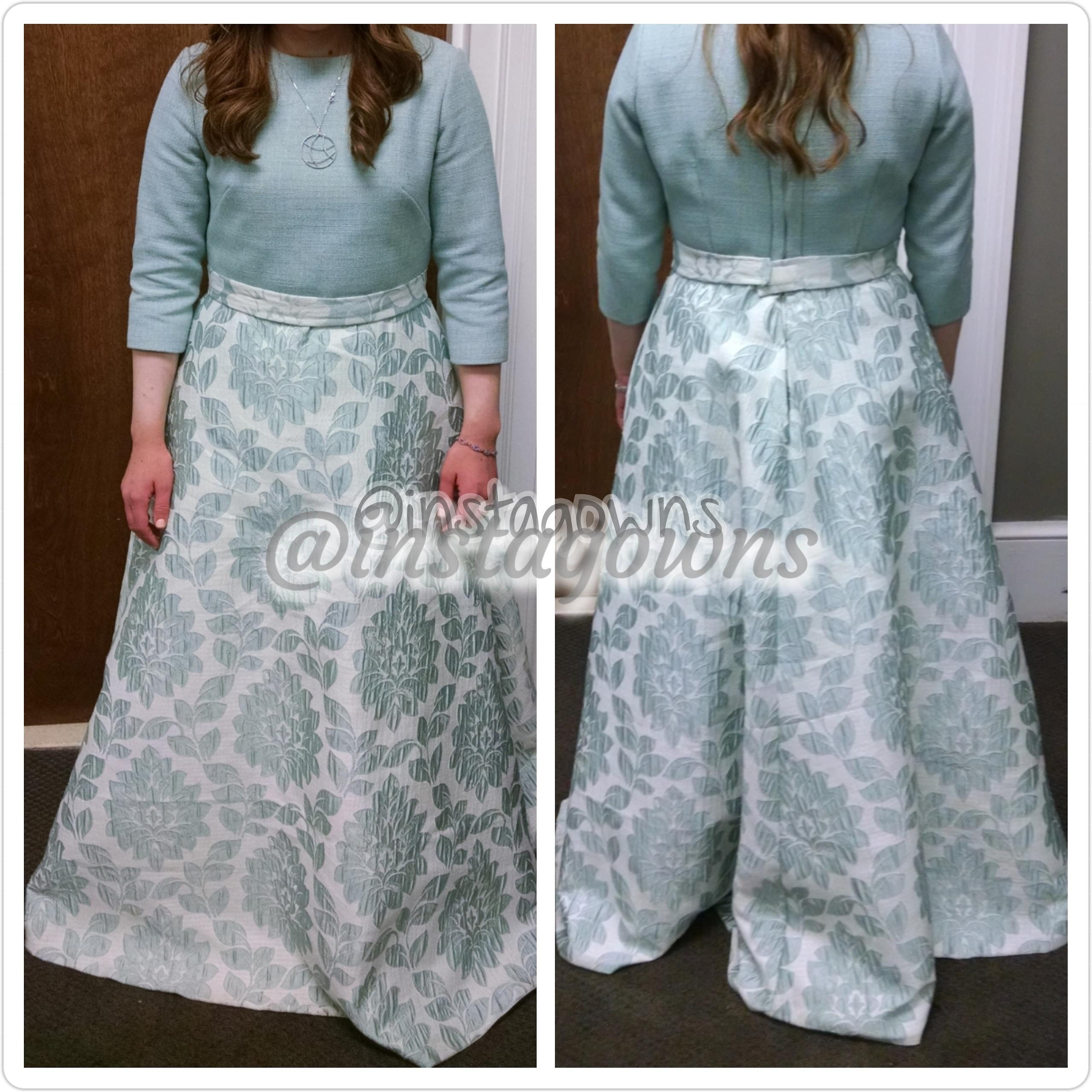 Simple & Elegant A-line Seafoam Green/Blue Custom made designed by Rookie of Sew Elegant Gown for Sale