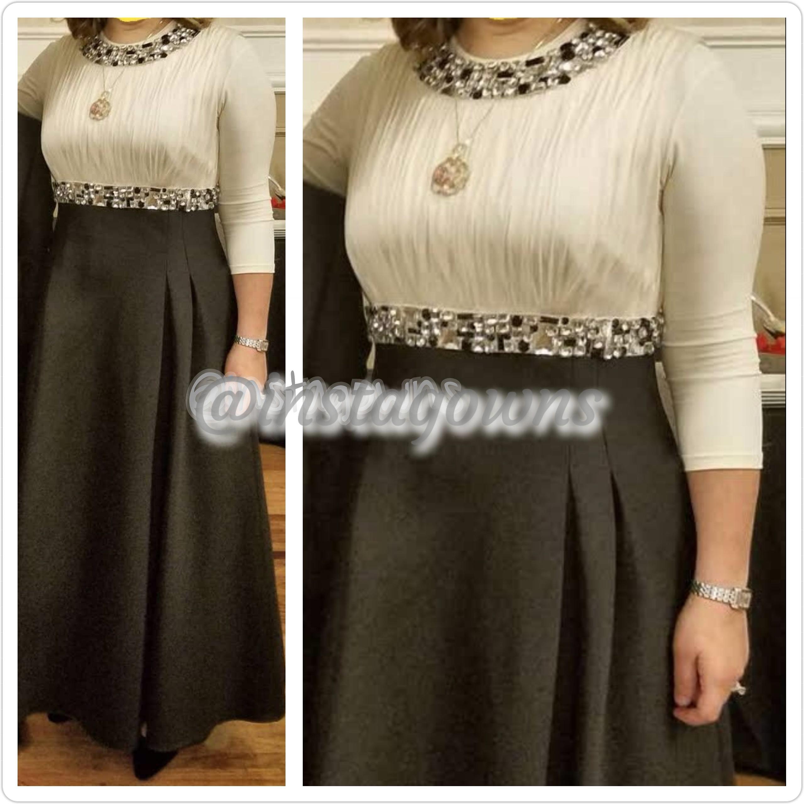 Esti's Black & Off White Magnificent Slimming Gown for Sale