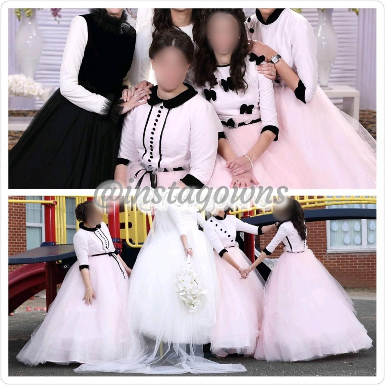 Custom made by Myrian Black & Pink velvet bodice with tulle bottom Gowns for Sale