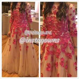 Custom Blush Gown with Pink Flowers for Sale