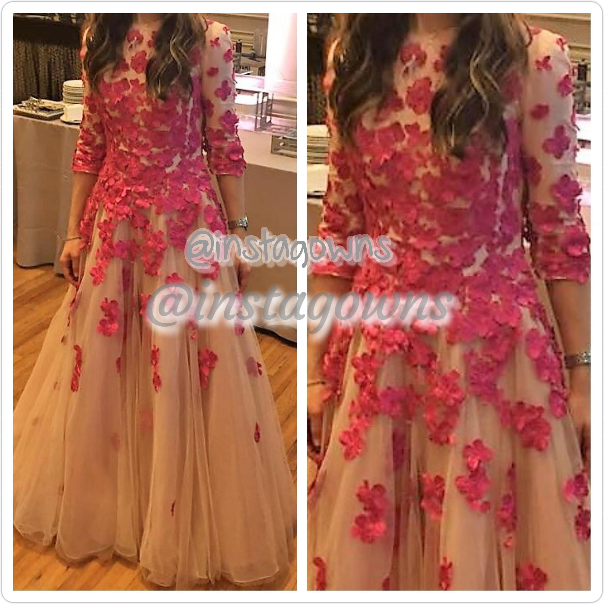 Custom Blush Gown with Pink Flowers for Sale