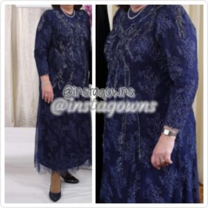 Gitty Goldstien Exquisite Sapphire Blue beaded lace Mother of the Bride Dress for Sale