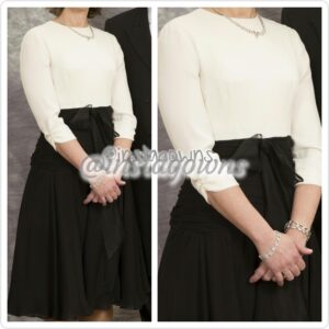 Elegant Lynda's Boutique Cream & Black Chiffon fitted & flare Dress for Sale