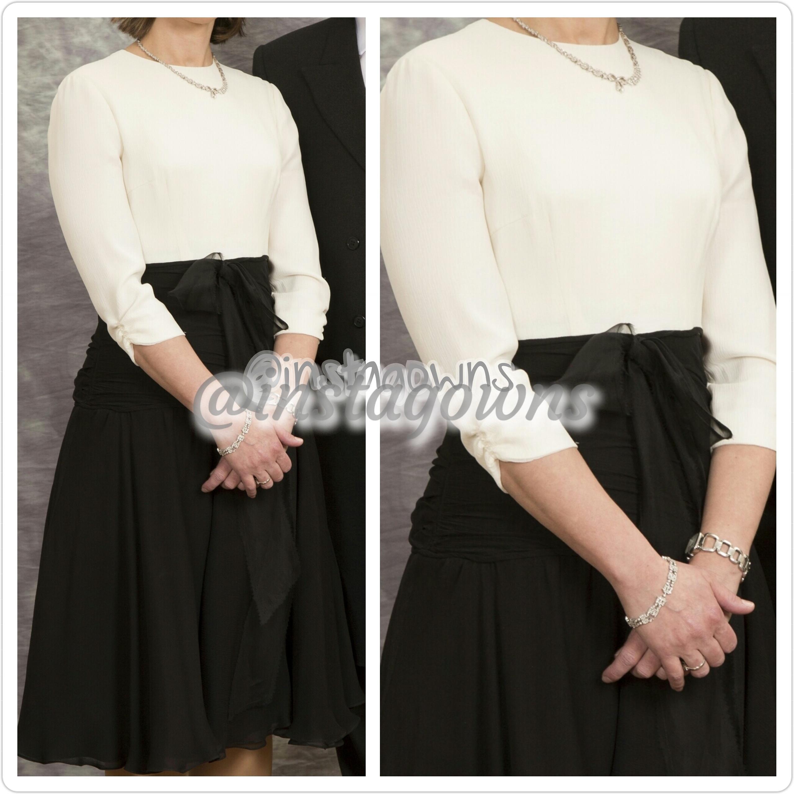 Elegant Lynda's Boutique Cream & Black Chiffon fitted & flare Dress for Sale