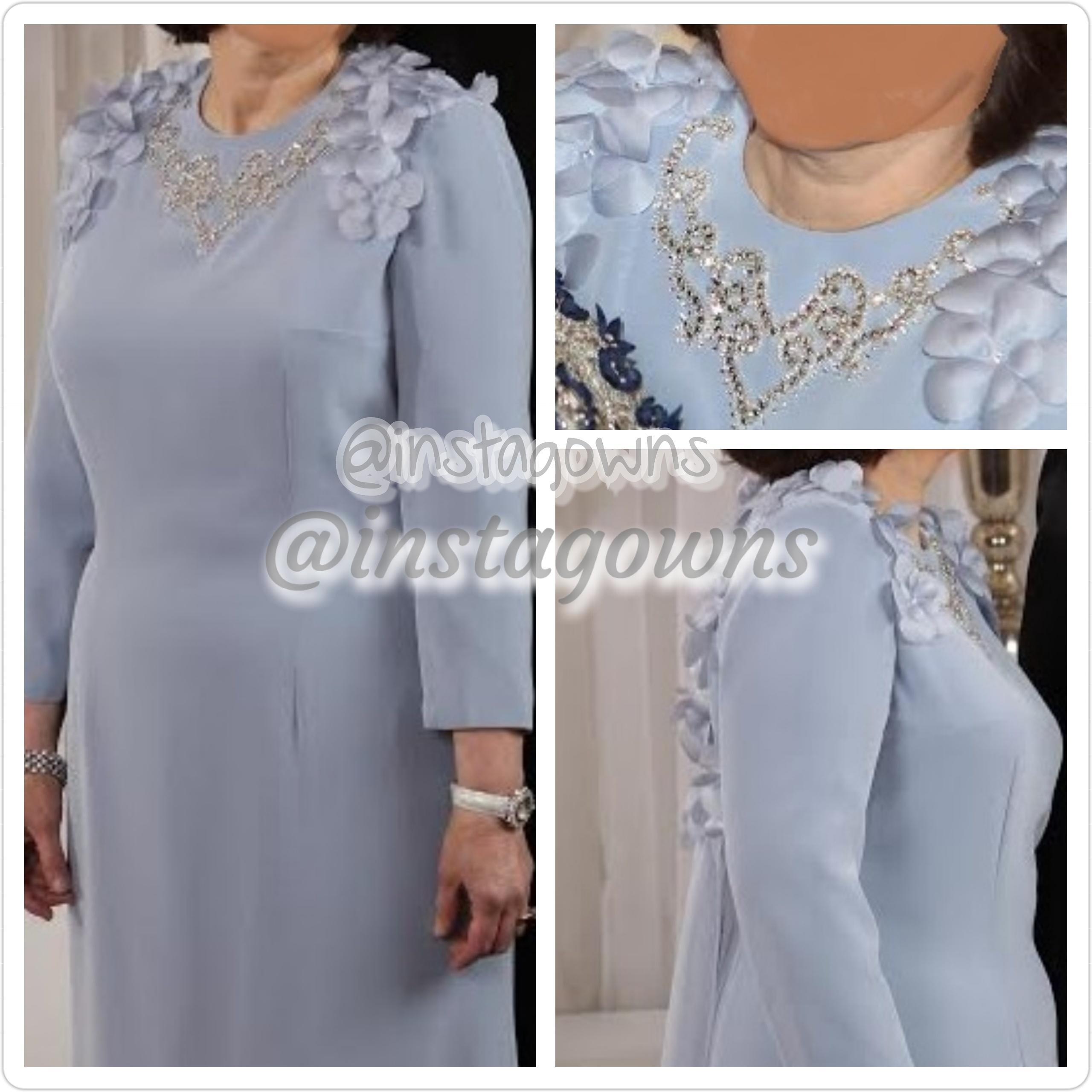 Finds & Co. Mother of the Bride Beautiful, soft-colored periwinkle/lilac minimally-beaded, petals adorned Gown for Sale