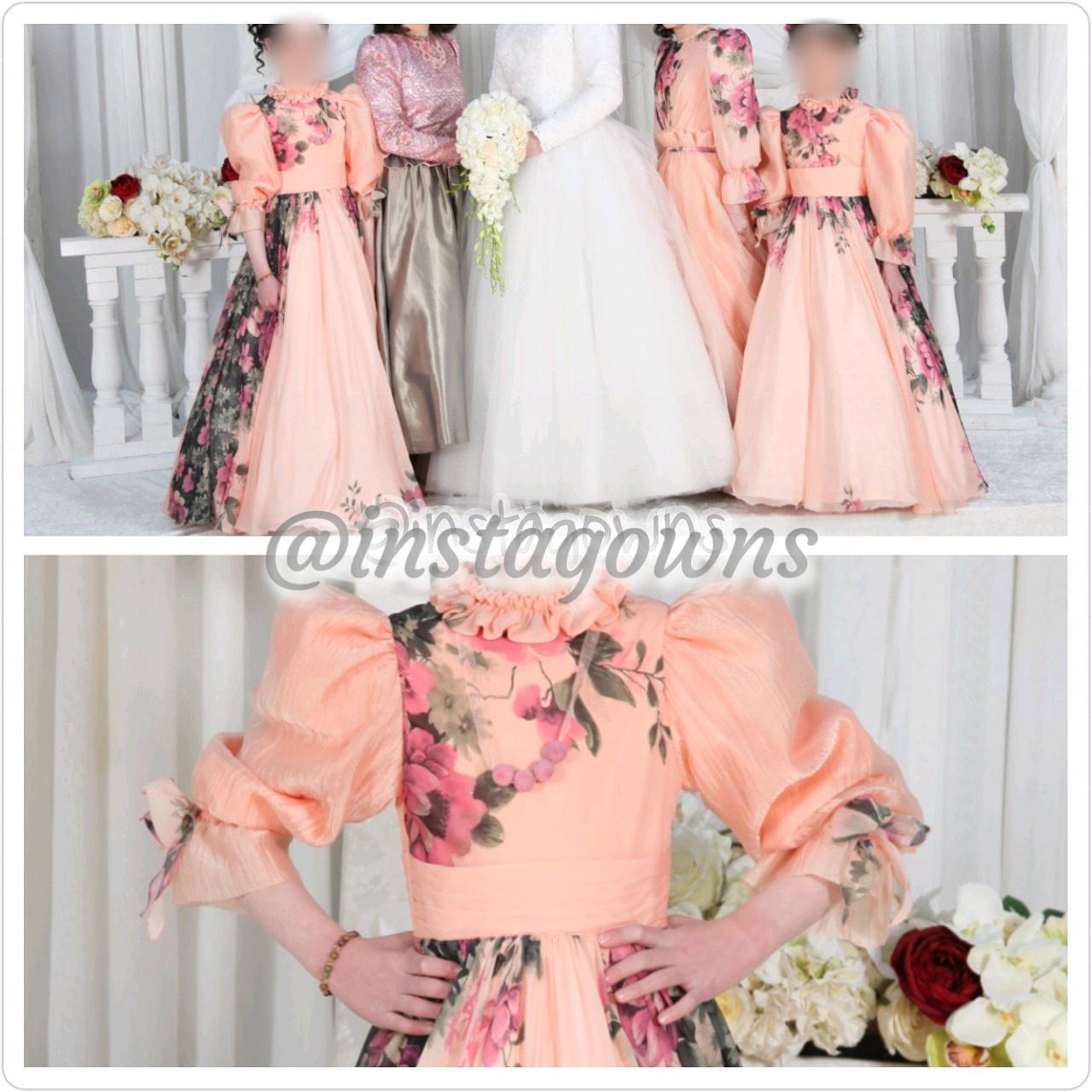 Magnificent Custom made Peach/Pink floral Kids & Teen Gown for Rent or Sale