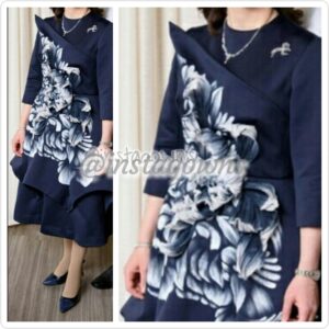 Custom made Marchesa Design Hand Painted Navy & White Dress for Sale