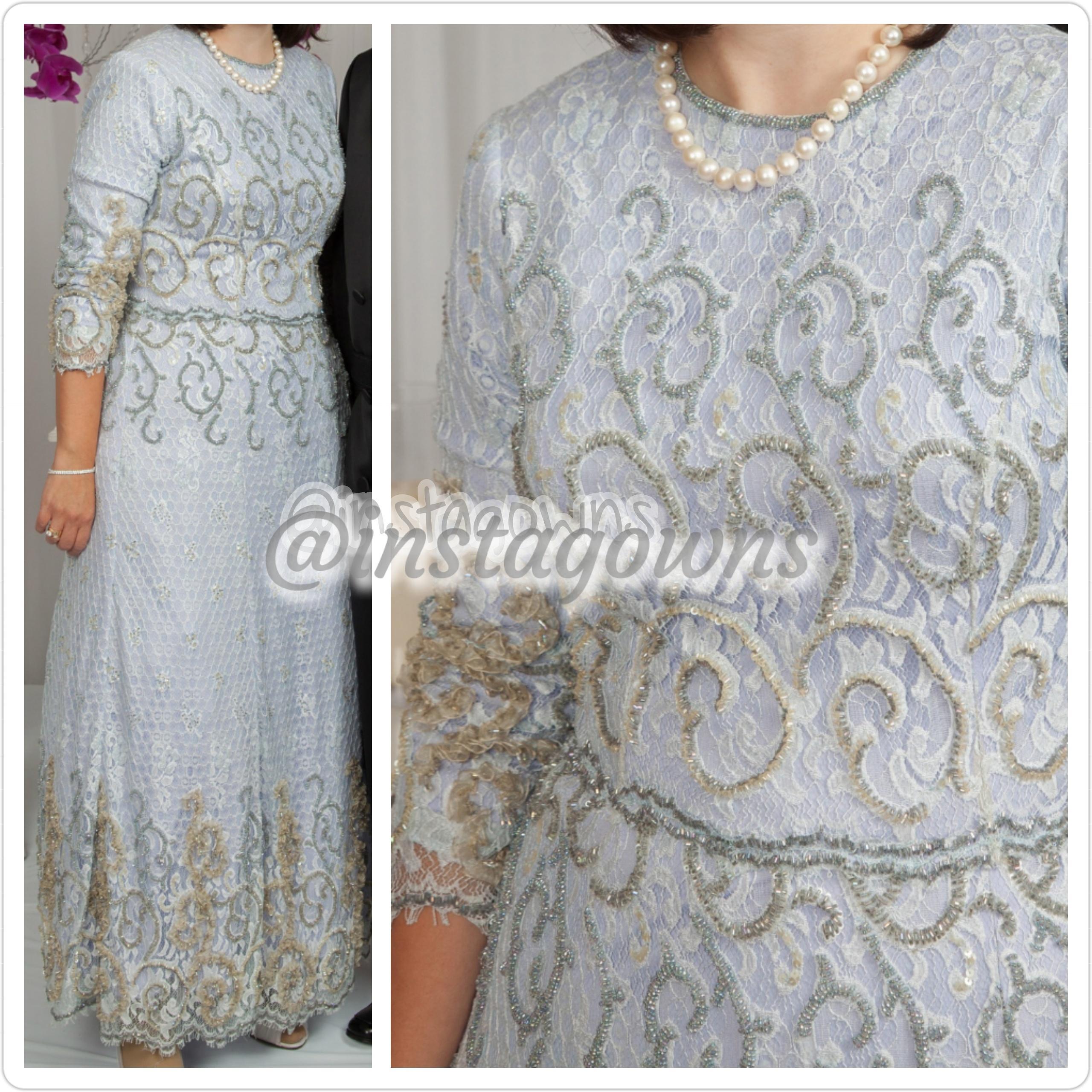 Magnificent Finds & Co. Lavender Beaded Lace Gown for Sale