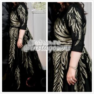 Magnificent Custom Detail Black & Gold Gown for Sale