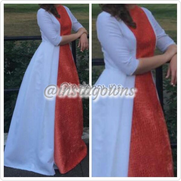 White & Coral Gown for Sale