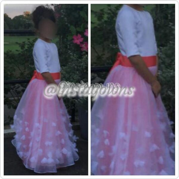 Little Girls White & Coral Gown for Sale