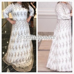 Exquisite Ivory with Gold Overlay Gown for Sale