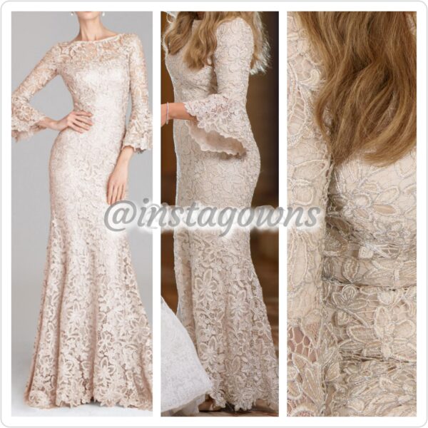 Stunning Teri Jon Mother of the Bride Champagne Lace Gown for Sale