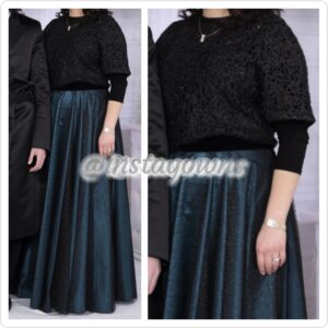 Black Top & Teal & Black Tulle Skirt Gown for Sale