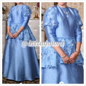 Exclusive Designer Oscar de la Renta fabric Periwinkle/Wedgwood Blue Gown for Sale