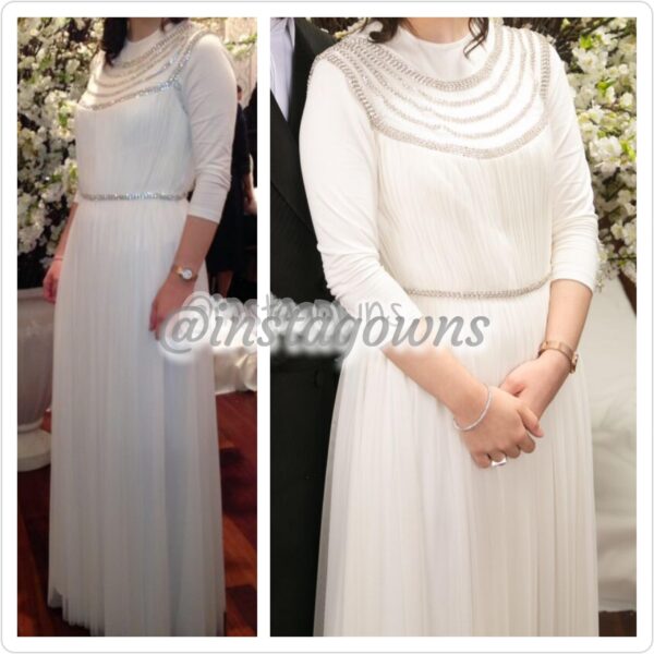 Chiffon with Rhinestones Off White Gown for Sale