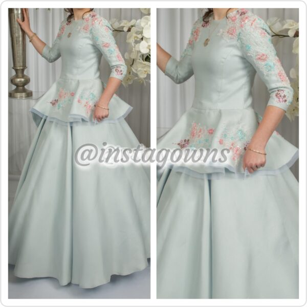 Euro Couture Beautiful Beaded Light Blue Gown for Sale