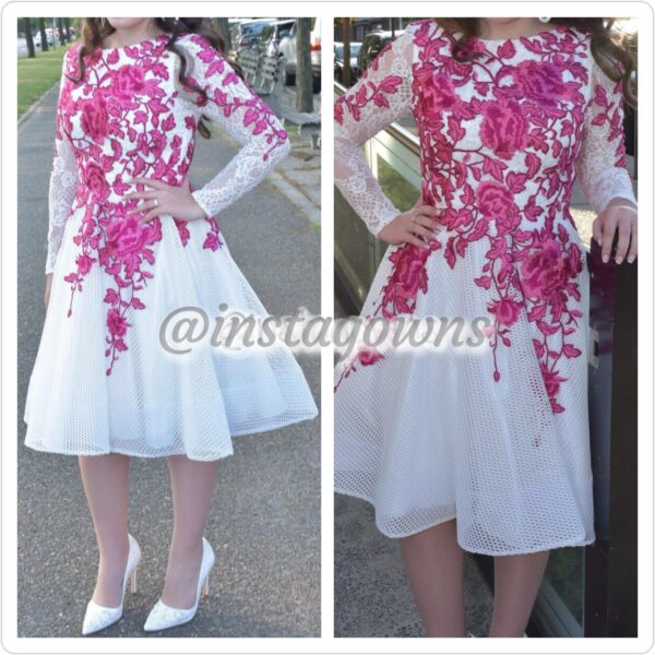 Miri Couture White & Pink Dress for Rent