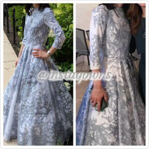 Exquisite Beautiful Slate on White Gown for Sale