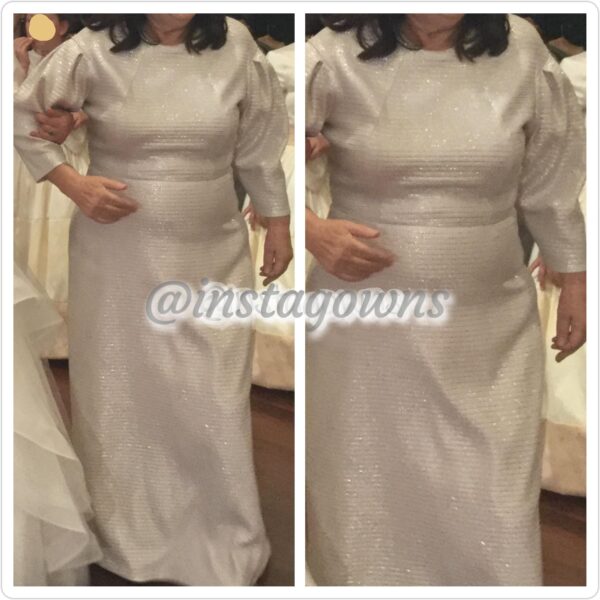 Exquisite Silver with Sparkles & some Pink Background Color Gown for Sale