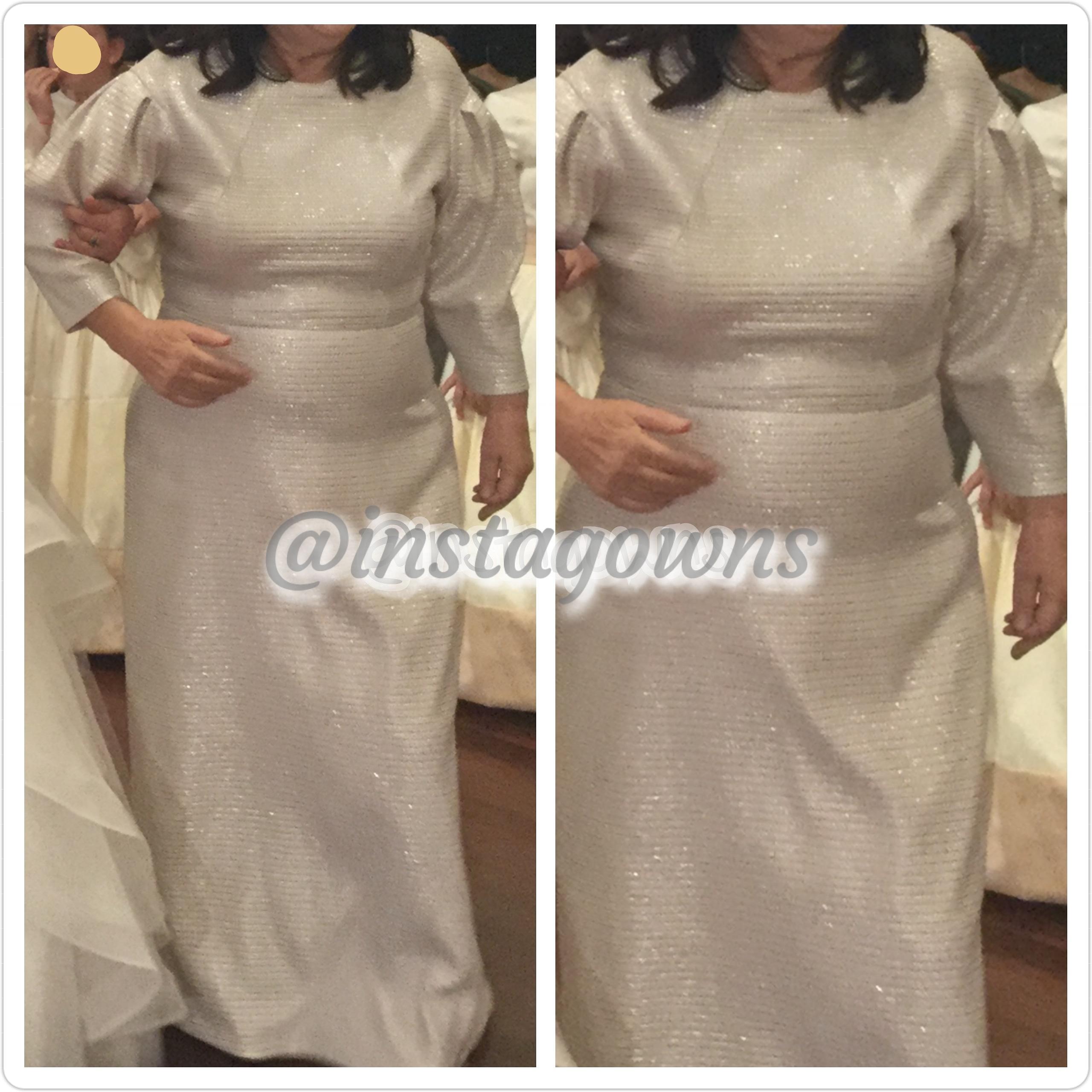 Exquisite Silver with Sparkles & some Pink Background Color Gown for Sale