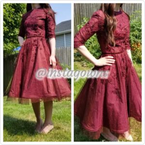 Custom Maroon with Appliques Dress for Rent