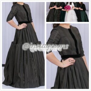 Custom made Hunter Green with Black Accents Gown for Sale