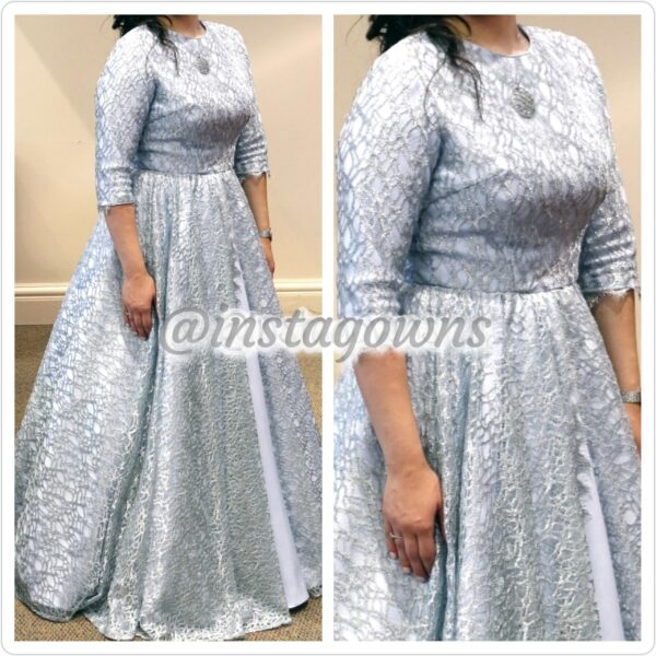 Custom made Stunning Light Blue & Silver Gown for Rent or Sale