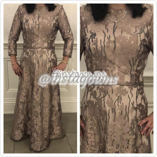 Exquisite Mauve/Pink & Silver Gown for Sale
